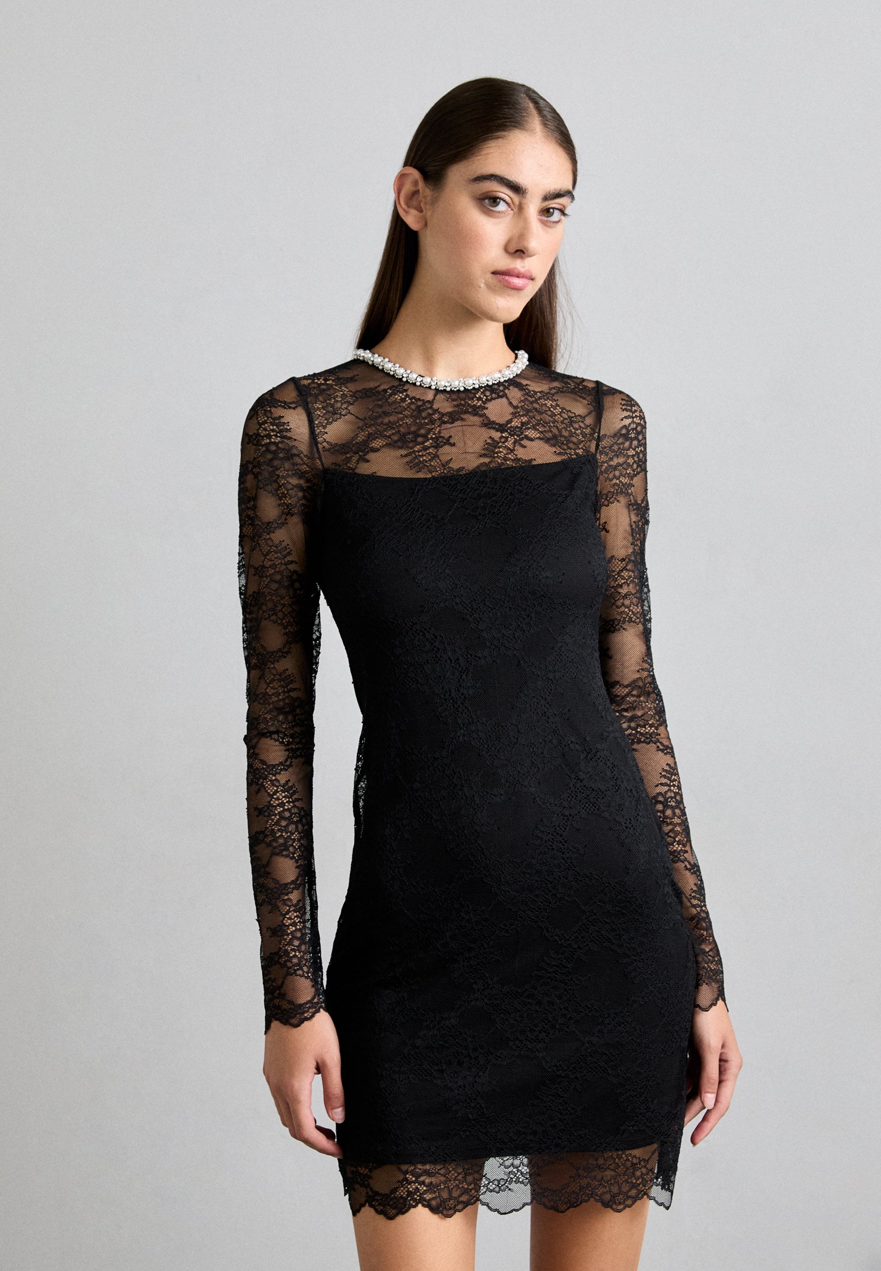 knee length dresses for ladies Agent Provocateur Black and Gold Lace Dress main image 1