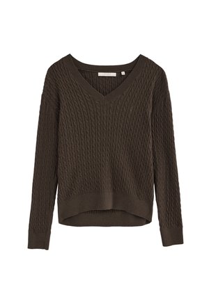 Polo Club, PULLOVER WOMAN RIGBY GO V CABLE NIZA LONG SLEEVE REGULAR FIT - Jersey de punto - brown vigore