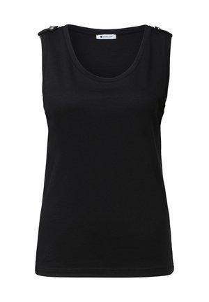 Street One, TOP WITH V-NECK AND BUTTON DETAIL - Débardeur - black