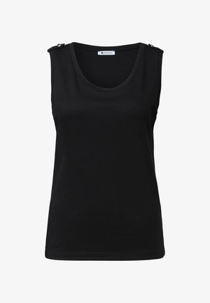 Street One, TOP WITH V-NECK AND BUTTON DETAIL - Débardeur - black