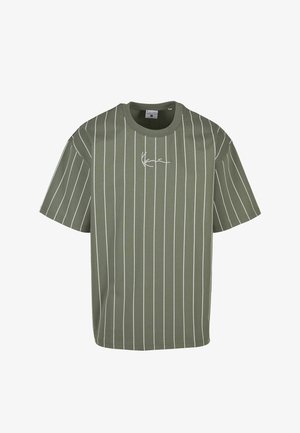 Karl Kani, SMALL SIGNATURE ESSENTIAL PINSTRIPE TEE - Μπλουζάκι με στάμπα - green