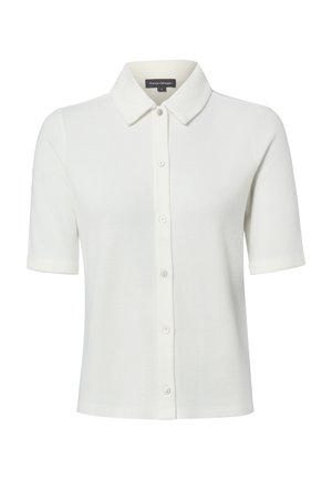 Wit overhemd met korte mouwen en knoopsluiting, met een klassieke kraag, gemaakt van gladde stof, maat small, label "Franco Callegari" zichtbaar aan de binnenkant van de kraag.