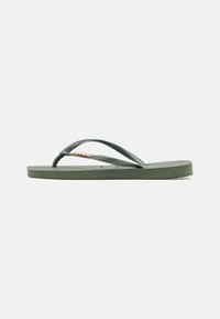 Havaianas SLIM SQUARE LOGO METALLIC - Papuci plajă - olive green