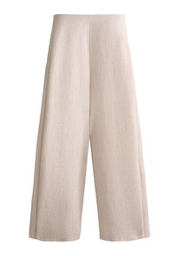 LINEN WIDE-LEG SLIT - Pantaloni - stone