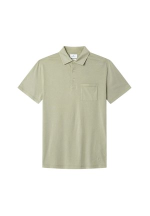 Ljusgrön polo-shirt i bomullsblandning, försedda med krage, treknappsknäppning och bröstficka. Korta ärmar, avslappnad passform.