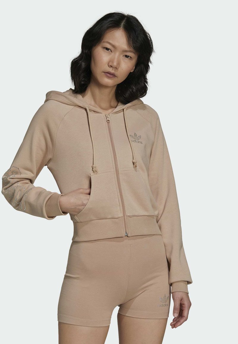 adidas Originals Majica s kapuljačom i patentnim zatvaračem - beige