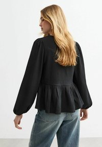 New Look TIE FRONT CRINKLE LONG SLEEVE - Longsleeve - black