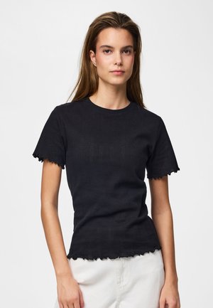 Pieces PCMARIE POINTELLE - T-shirt print - black