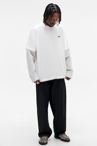 DOUBLE LAYER LONG SLEEVE TEE UNISEX - Long sleeved top - white