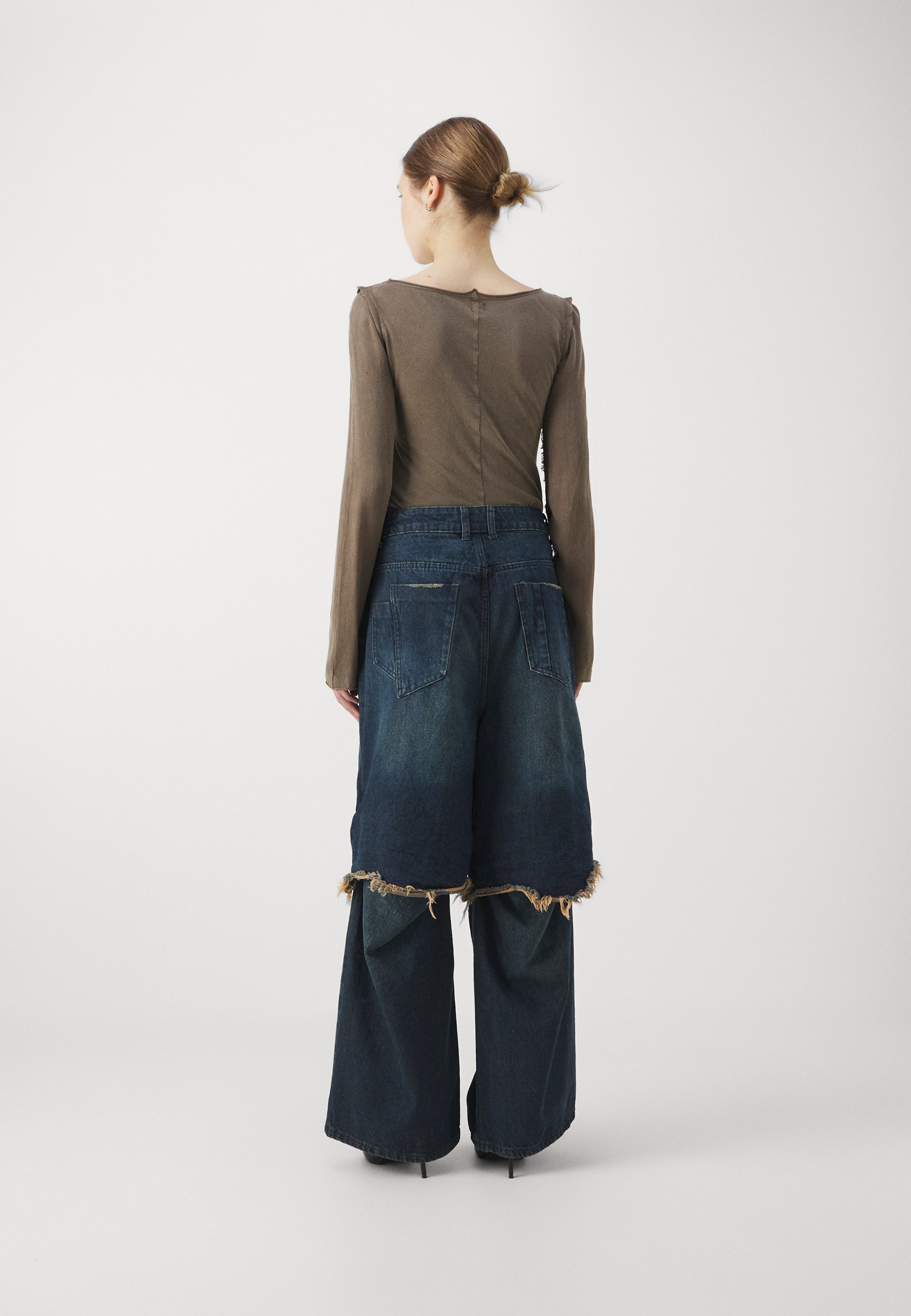 Jaded London DOUBLE LAYER JORT - Wide Leg - denim/blue denim