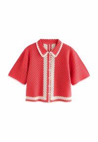 RELAXED SHORT SLEEVE COLLARED - Bluza s gumbima - red