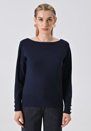 CON SCOLLO A BARCHETTA - Pullover - blue