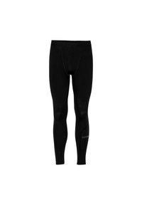 Schwarze thermo Leggings aus einem dehnbaren, glatten Material. Mit einem Logo an der Unterschenkel und einem elastischen Taillenbund für eine enge Passform.