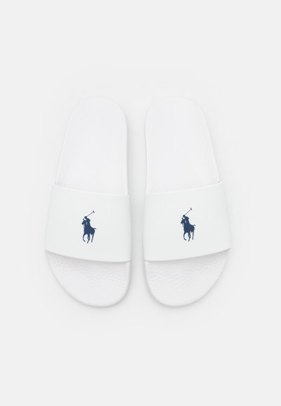 Polo Ralph Lauren SIGNATURE PONY SLIDE - Chinelos de piscina - white/navy