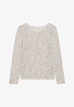 Kevyt pitkähihaisuus beige väri, jossa on hienovarainen teksturoitu kuvio. Pyöreä kaula-aukko ja suora helma, jossa on lievät sivuhalkiot. Pehmeä kangas.