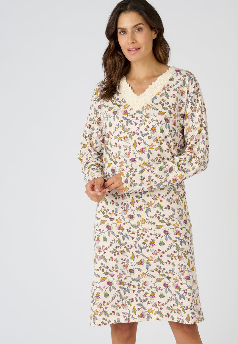 Damart Chemise de nuit / Nuisette - beige fleuri