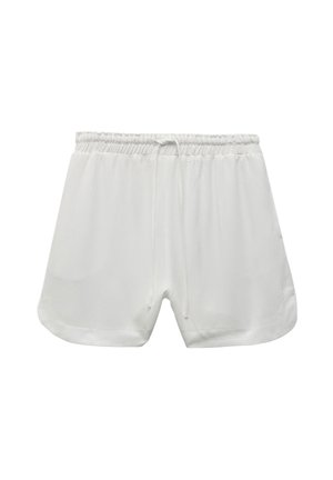 Hvide atletiske shorts med elastisk talje og snor. Blødt, glat stof med løs pasform og buet kant.