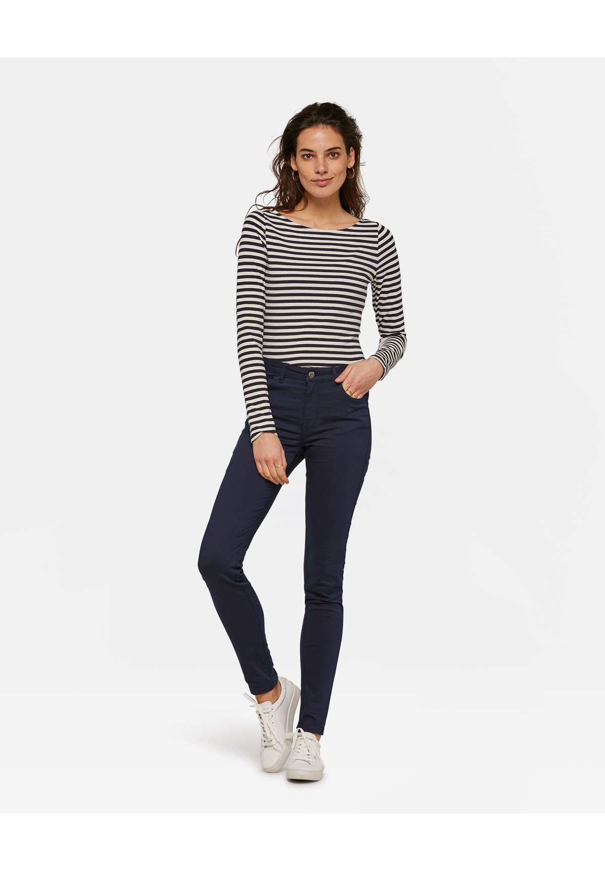 WE Fashion WE FASHION DAMES MID RISE SKINNY HIGH STRETCH BROEK - Jeans  Skinny Fit - navy blue/gemêleerd donkerblauw - Zalando.nl