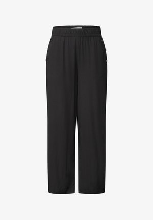Street One, HIGH WAIST WIDE LEG HOSE IM LOOSE FIT - Pantalon classique - black