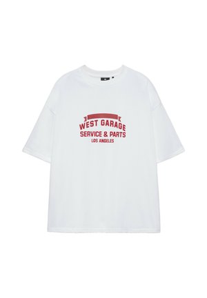 PULL&BEAR, WEST GARAGE BOXY - T-SHIRT - T-shirt imprimé - white