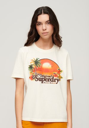 Superdry & Co TRAVEL SOUVENIR - Camiseta estampada - ecru marl