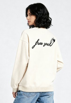EMBROIDERY UNISEX OVERSIZED - Felpa - off white