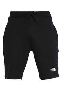Shorts neri realizzati in tessuto morbido con cintura elastica e cordino. Presentano un logo bianco sulla gamba sinistra.