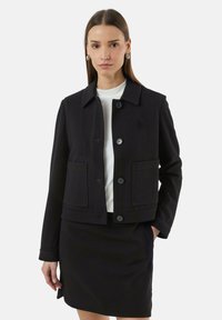 comma - ELASTISCHE-IM BOXY MIT KNOPFLEISTE - Summer jacket - schwarz Thumbnail Image 1