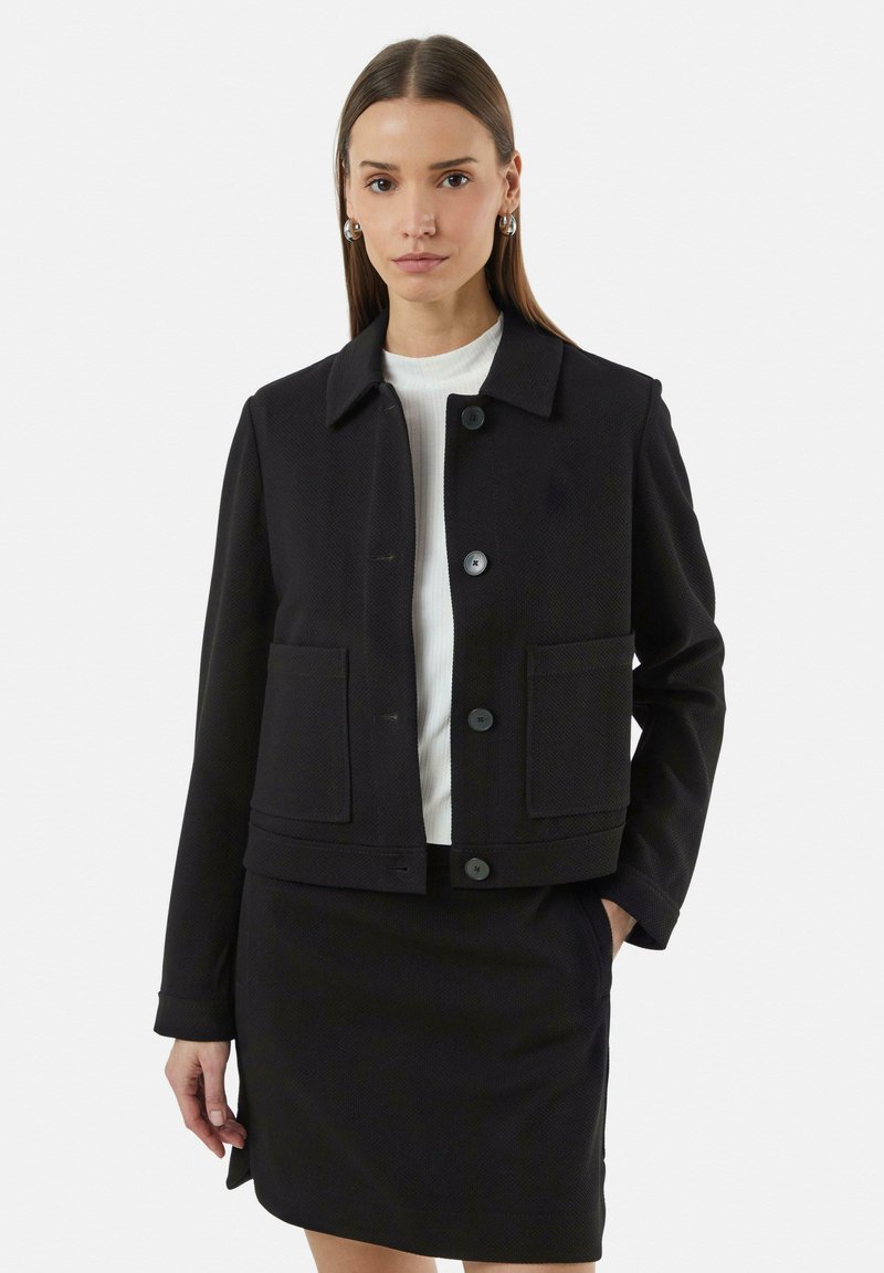 comma - ELASTISCHE-IM BOXY MIT KNOPFLEISTE - Summer jacket - schwarz, Enlarge