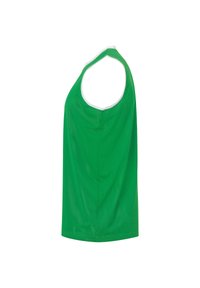 Top in rete verde con scollatura rotonda e apertura per le braccia. Realizzato in un tessuto leggero e traspirante, presenta un orlo dritto.