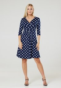 Chelsea Clark FLARED MATERNITY 3/4 SLEEVES - Rochie din jerseu - dark blue/white