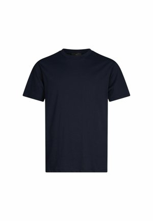 T-shirt blu navy in cotone, con scollo rotondo, maniche corte e vestibilità comoda. Design minimalista senza motivi o dettagli visibili.