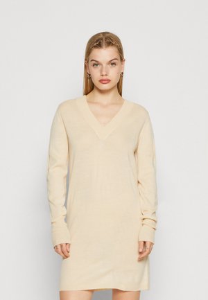 JDY JDYLAURA V NECK DRESS - Strikket kjole - tapioca