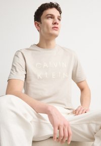 Calvin Klein - ENLARGED LOGO - T-shirt con stampa - silver lining Immagine in miniatura 1