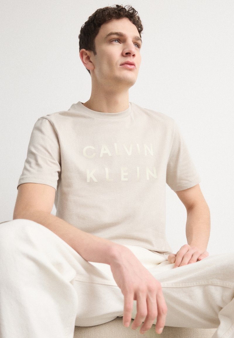 Calvin Klein - ENLARGED LOGO - T-shirt con stampa - silver lining, Ingrandire