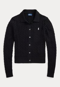 WIMBLEDON CABLE SHORTSLEEVE CARDIGAN - Neuletakki - black