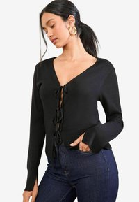 REGULAR FIT - TIE FRONT - Cardigan - black