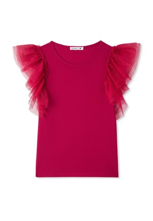 Terranova, CON MANICHE A BALZE IN TULLE - T-shirt basic - fucsia scuro