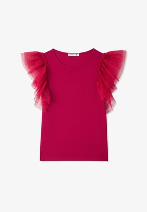 Terranova, CON MANICHE A BALZE IN TULLE - T-shirt basic - fucsia scuro