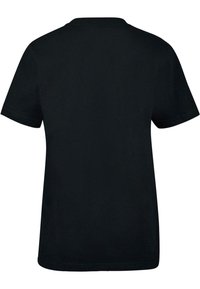 Black cotton t-shirt with short sleeves, classic crew neckline, and a straight cut, featuring a plain design without any graphics or patterns.