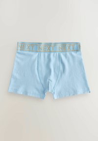 Ljusblå bomullsboxershorts med en gyllene "NEXT" midjeband, med en frontflyg och snygg sömnad. Mjuk textur med en figurnära design.