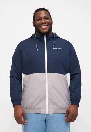 Jack & Jones JJERUSH HOOD - Light jacket - sky captain/white/light grey melange