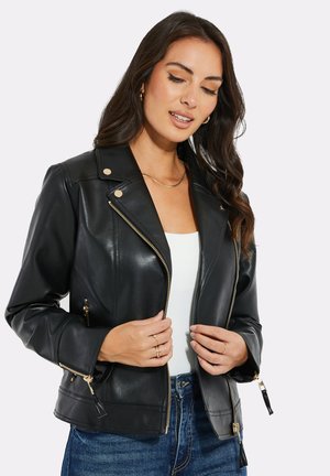HARPERS - Bunda z umělé kůže - black