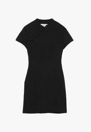 PULL&BEAR, SHORT SLEEVE WITH STAND COLLAR AND KNOT BUTTONS - DRESS - T-paitamekko - black