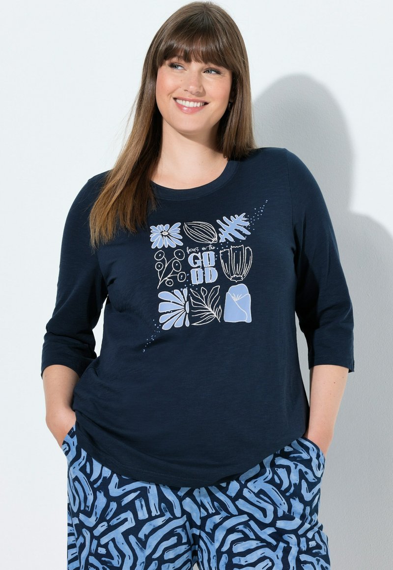 Ulla Popken EMPIRE A-LINE - Maglietta a manica lunga - marine/blu scuro