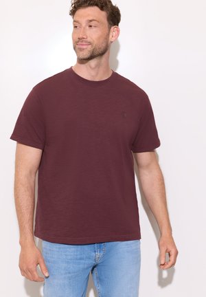 Street One MEN, T-SHIRT WITH ROUND NECK AND TURN-UP-DETAIL - T-shirt basique - burnt crimson red