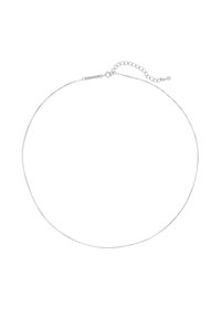 Collana sottile in argento con una catena delicata, caratterizzata da una trama sottile e un gancio regolabile con una breve catena di estensione.
