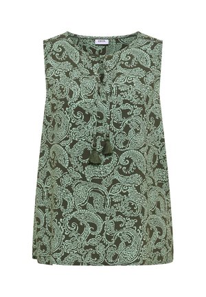 Cecil, BLOUSE TOP WITH SPLIT NECK AND PRINT - Blouse - khaki