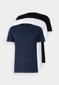 3 PACK - Paprasti marškinėliai - black/white/blue
