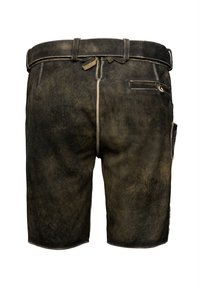 Bruna lädershorts med en strukturerad yta, bälte i midjan och bakfickor. Har kontrasterande sömmar och en regular fit-design.